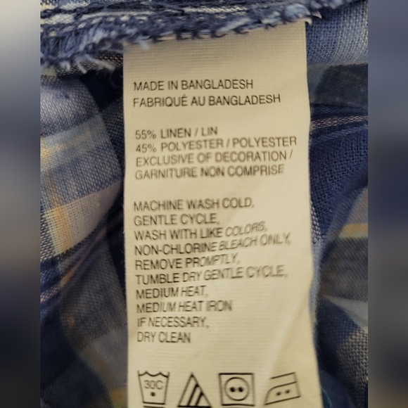 Izod Madras Woven SS Button Down Linen Blend Shirt- Big & Tall Sz XXL NWT - Picture 5 of 8